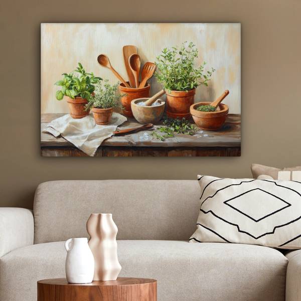 TABLEAU SUR TOILE Pots Coton - 60 x 40 x 2 cm