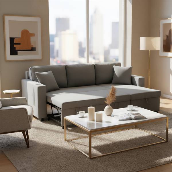 3-Sitzer-Sofa Mixed Grau - Textil - 143 x 83 x 220 cm