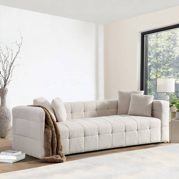 Teddysofa COMO Beige - Textil - 236 x 68 x 92 cm