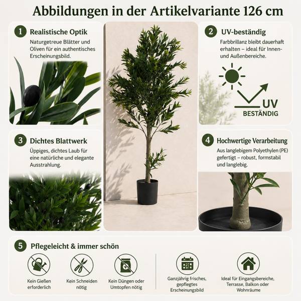 Künstlicher Olivenbaum Q88 Grün - Polyethylen - 58 x 126 x 58 cm