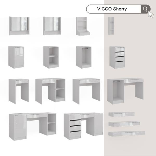 Schminktisch Sherry 59563 3er set Weiß - Holzwerkstoff - 100 x 12 x 41 cm
