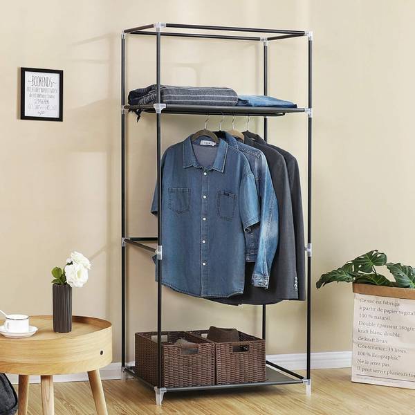 Stoff-Kleiderschrank 101609 Grau - Stahl - 80 x 26 x 7 cm
