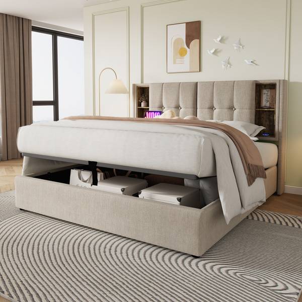 Polsterbett WireLessLade Ⅱ+ Beige - Liegefläche Breite: 140 cm