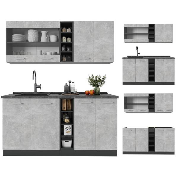 Singleküche R-Line 53592 Grau - Chrom - 160 x 82 x 46 cm