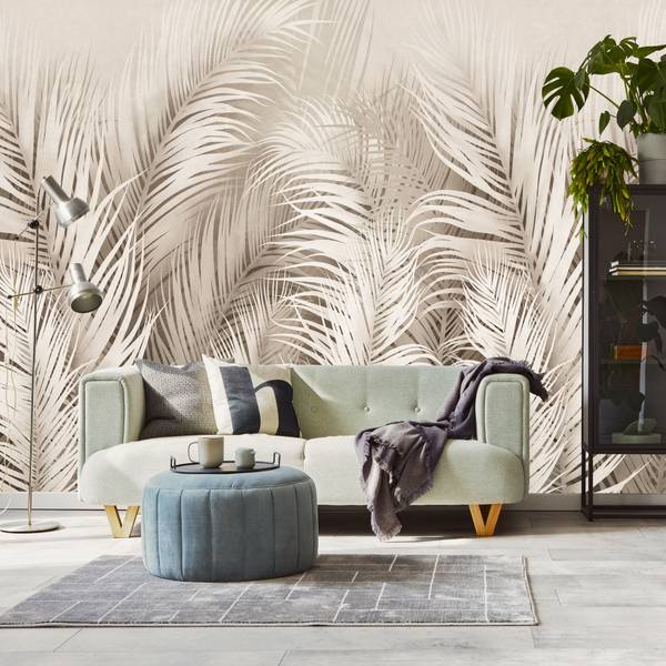 Vlies-Fotobehang PALMBLADEREN Planten beige - 460 x 300 x 300 cm