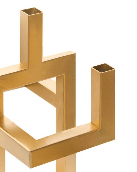 Kandelaar RAPOSO goud - bamboe - 37 x 30 x 37 cm