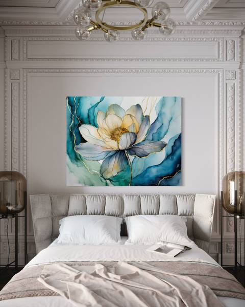 Tableau déco fleur aquarelle abstraction 60 x 40 cm