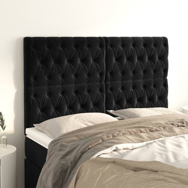 Kopfteil 3015762-4 (4er Set) Schwarz - 144 x 88 cm - Massivholz - Textil - Holzart/Dekor