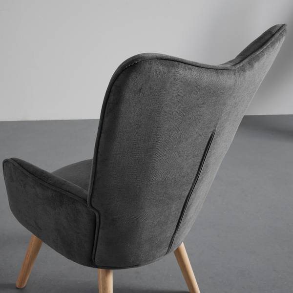 Ohrensessel NATALIE Grau - Metall - Massivholz - Textil - 64 x 99 x 68 cm