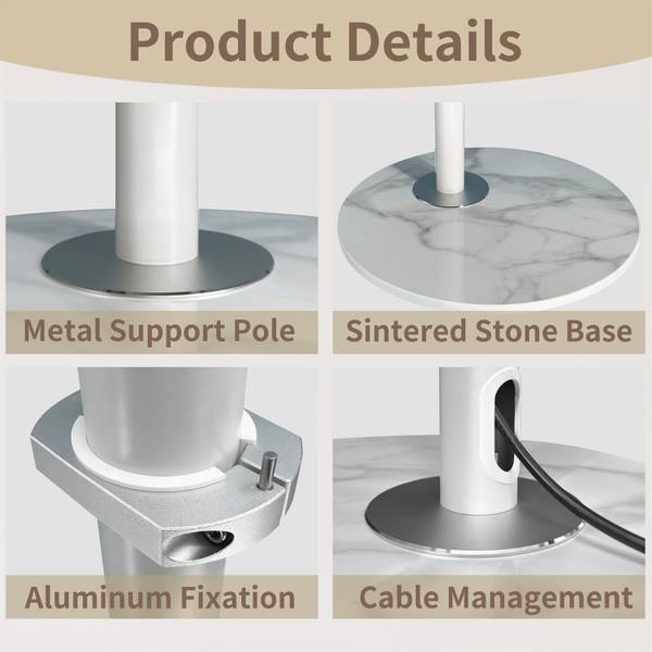 Support TV Astrion Blanc - Pierre artificielle - Métal - 55 x 160 x 65 cm