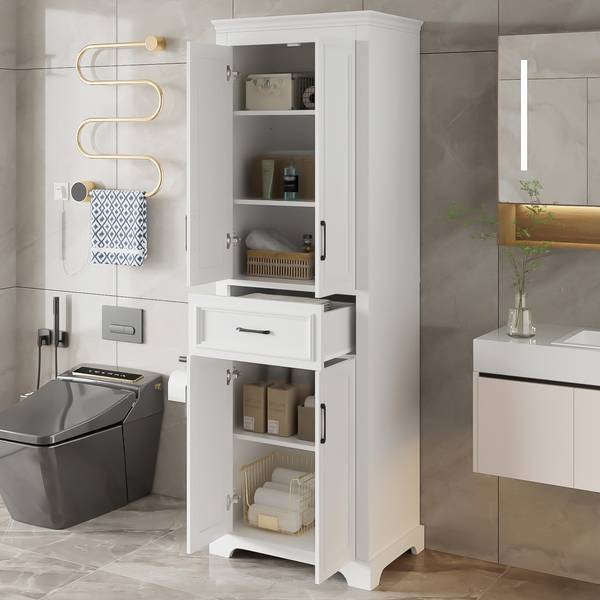 Badezimmerschrank Aphrodite Ⅲ Weiß - Holzwerkstoff - 40 x 180 x 60 cm