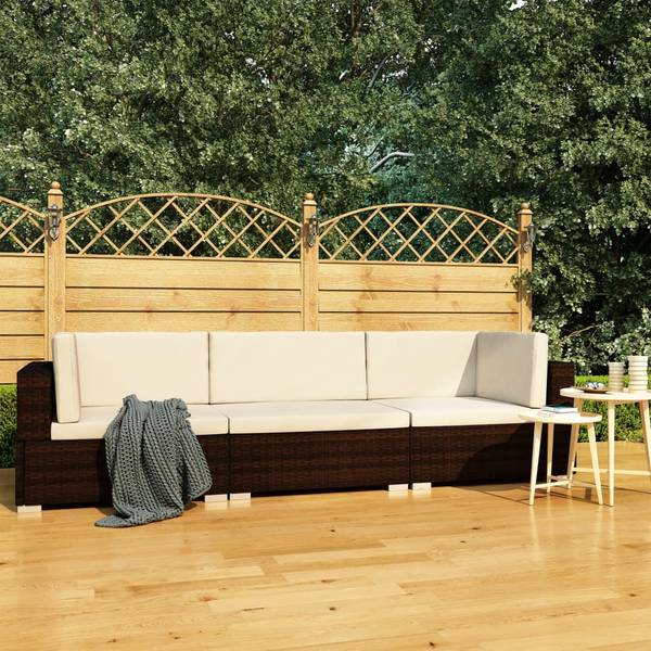 Garten-Sofagarnitur 3000474-1 3-teilig Braun - Polyester - Stahl - 70 x 54 x 210 cm