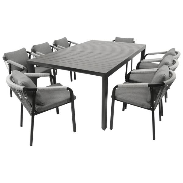 Garnitur LAGOS XL 9-teilig Grau - Aluminium - 255 x 76 x 255 cm