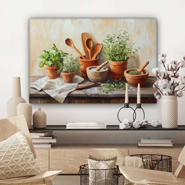 TABLEAU SUR TOILE Pots Coton - 60 x 40 x 2 cm