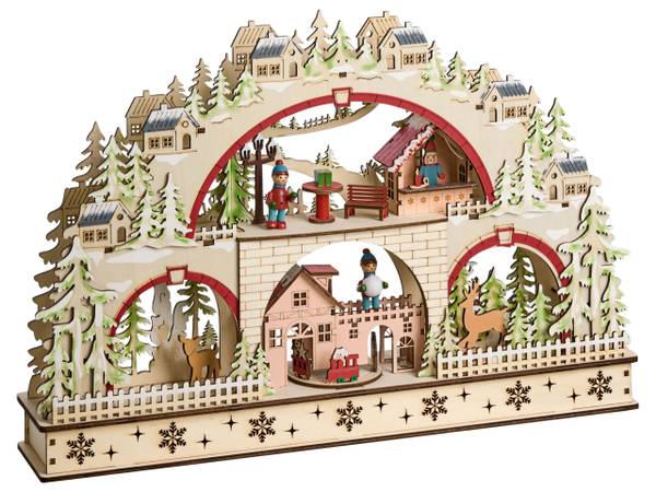 LED Deko SELURA Braun - Holzwerkstoff - 45 x 30 x 8 cm