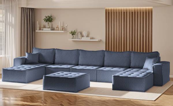 Polsterhocker SANDE Blau