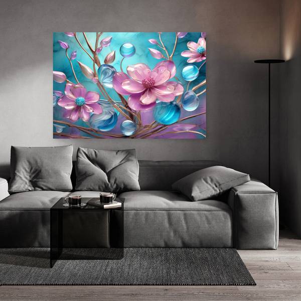 Canvas schilderij Bloemen 100 x 70 cm