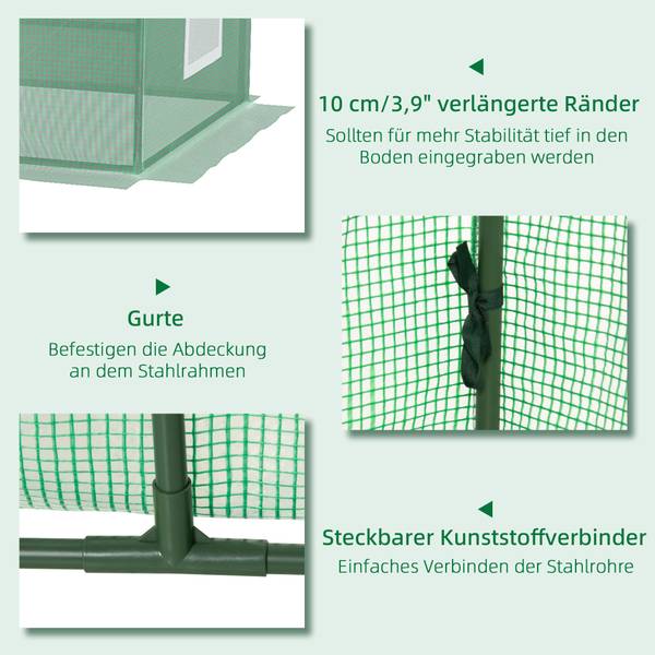 Foliengewächshaus 845-770V00GN Grün - Kunststoff - 90 x 90 x 240 cm