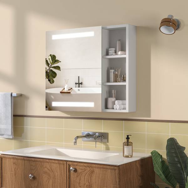 Spiegelschrank NIMES Silber - Glas - 70 x 60 x 13 cm