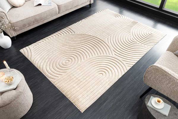 Teppich ART DECO Beige - Kunststoff - Textil