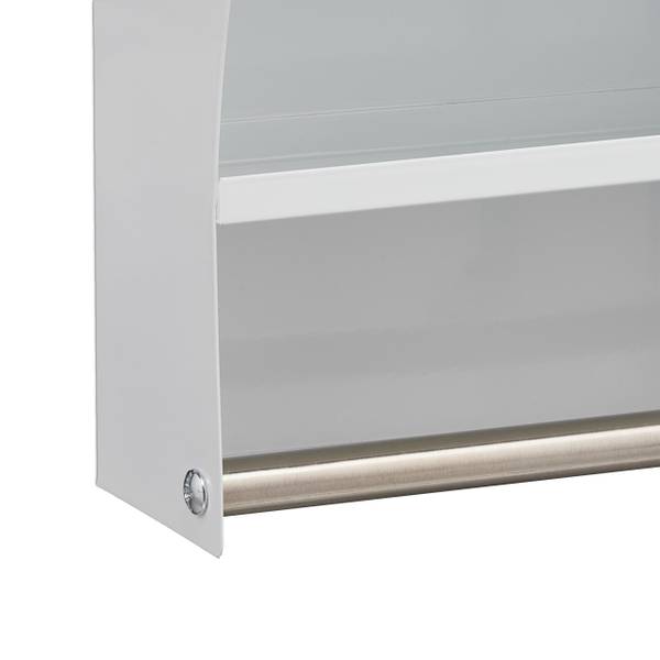 Abschließbarer Medizinschrank Glastür Silber - Weiß - Stahl - 27 x 65 x 12 cm