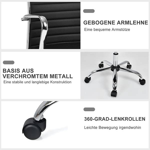 Bürostuhl mit hoher Rückenlehne Schwarz - Kunstleder - 60 x 105 x 55 cm