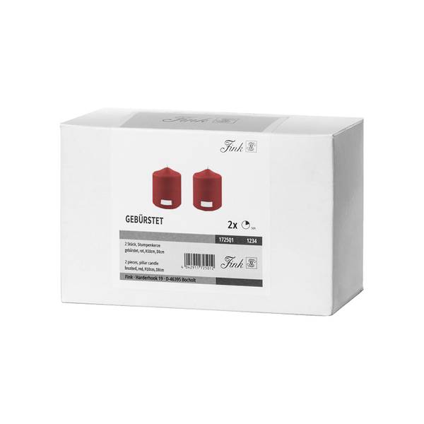 2er Set metallic Stumpenkerze CANDLE Bordeaux - Höhe: 10 cm