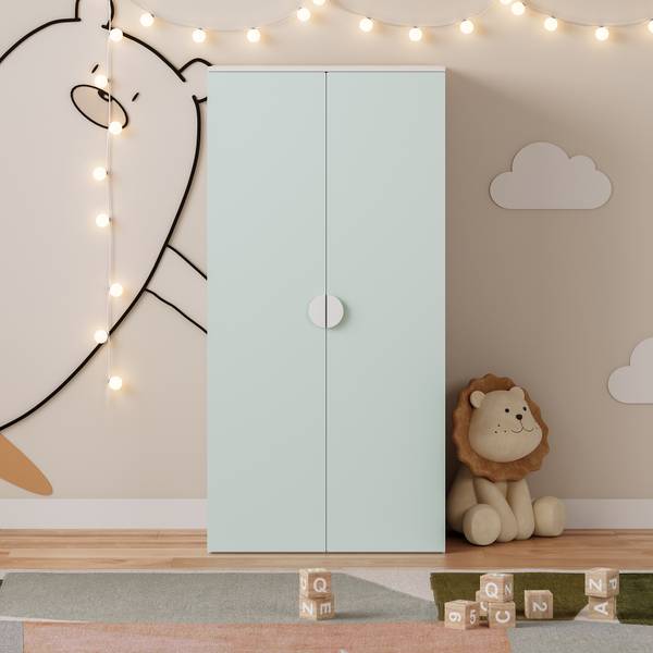 Kinderkleiderschrank Sandnes Hellgrün - Mint - Weiß