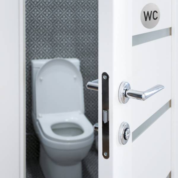 Zelfklevend wc bordje set van 4 zwart - zilver - aluminium - 10 x 10 x 1 cm