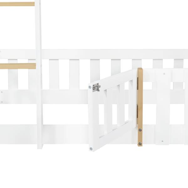 Kinderbett Uranus Ⅵ Braun - Weiß - Holzwerkstoff - Massivholz - 231 x 187 x 207 cm