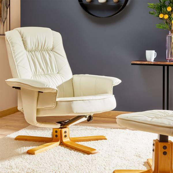 Fauteuil relaxation + repose-pied CHARLY Blanc