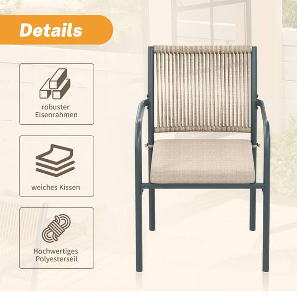 Gartenmöbel-Set Anemoi Ⅰ Beige - Schwarz - Metall - Textil