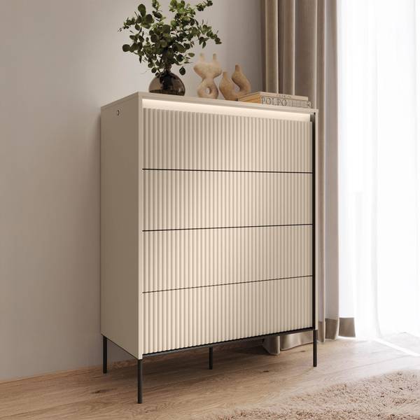 Kommode TREND Beige - Schwarz - Holzwerkstoff - 93 x 125 x 47 cm