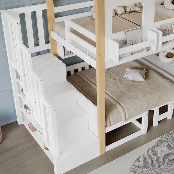 Kinderbett K-1941 Braun - Holzwerkstoff - 105 x 181 x 255 cm