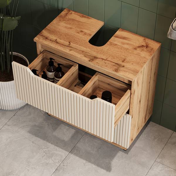 Meubles bain Lotta 59449 Beige - Cachemire - Imitation chêne dakota