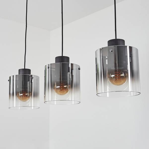 Pendelleuchte Riccione Schwarz - Grau - Aluminium - Klarglas - 6 x 5 x 85 cm