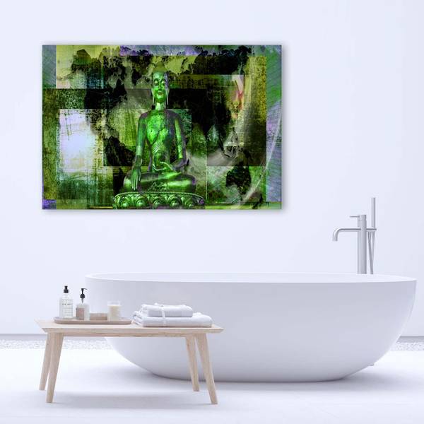 Bilder Buddha Zen Grün Orient Abstrakt 60 x 40 cm