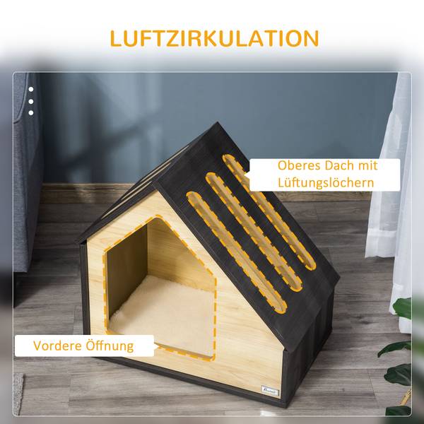 Hundehütte D02-120 Braun - Holzwerkstoff - 40 x 60 x 60 cm