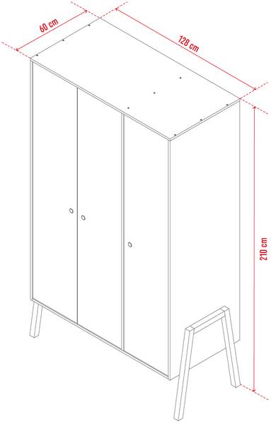 3-türiger Kleiderschrank SPOT Weiß - Holzwerkstoff - 128 x 210 x 60 cm