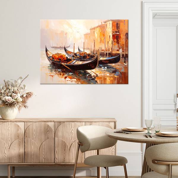 Tableau déco Venise Ville Gondoles 120 x 80 cm