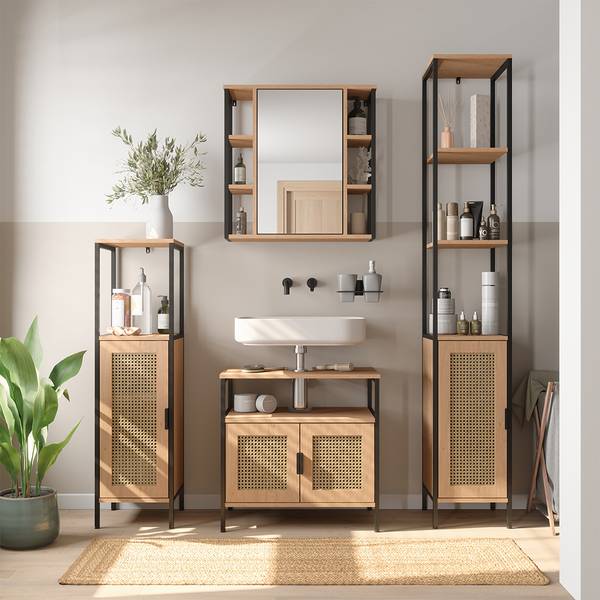 Badmöbel-Set Linara 63266 4er Set Braun - Holzwerkstoff - 60 x 59 x 35 cm