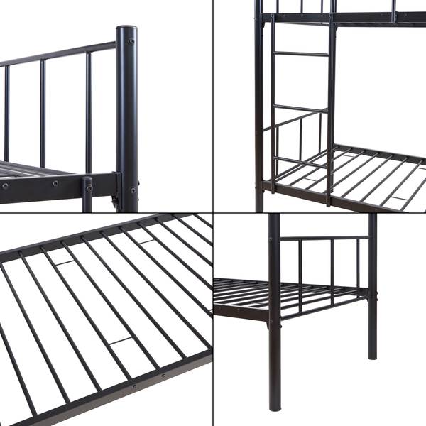 Etagenbett Berimma mit 2 Matratzen Schwarz - Stahl - 95 x 171 x 210 cm