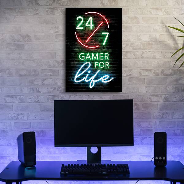 Wandbild aufschrift „gamer for life” 60 x 90 cm