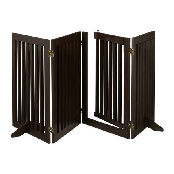 Braunes Absperrgitter mit Tür 4-teilig Braun - Holzwerkstoff - 207 x 70 x 30 cm