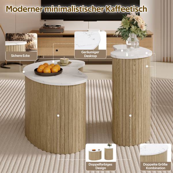 Couchtische FjordO Braun - Holzwerkstoff - 60 x 38 x 37 cm