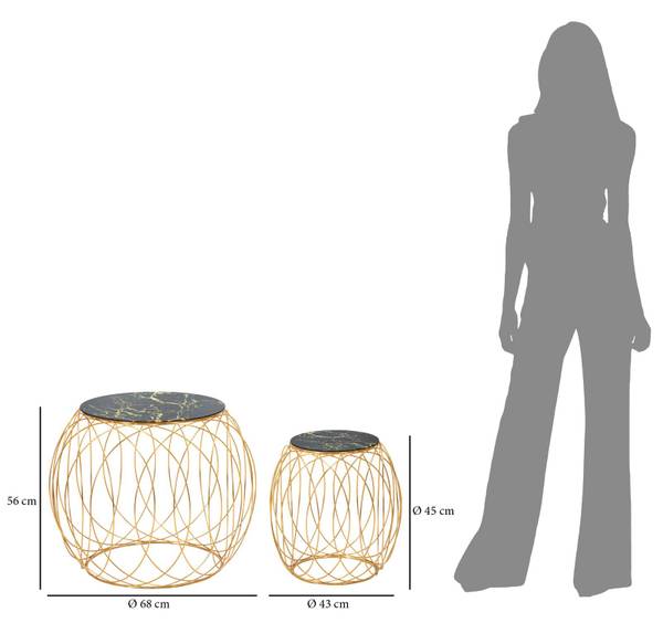 Beistelltisch Ball 2er Set Gold - Metall - 56 x 56 x 68 cm