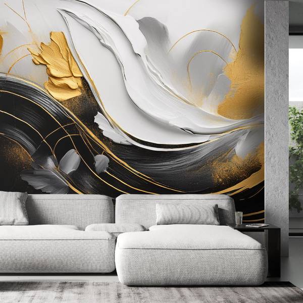 Papier peint, Vagues 3D Abstraction 200 x 140 cm
