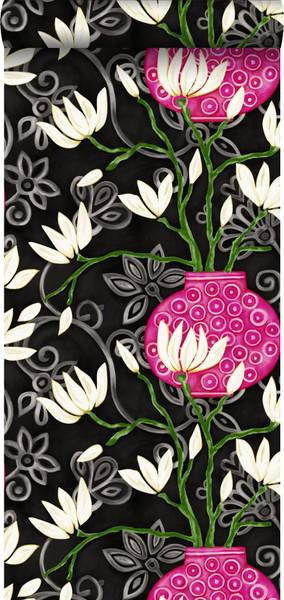 papier peint magnolia 7057 Noir