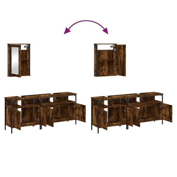 Badkamermeubelset 3033732 Set van 3 bruin - plaatmateriaal op houtbasis - 12 x 60 x 42 cm