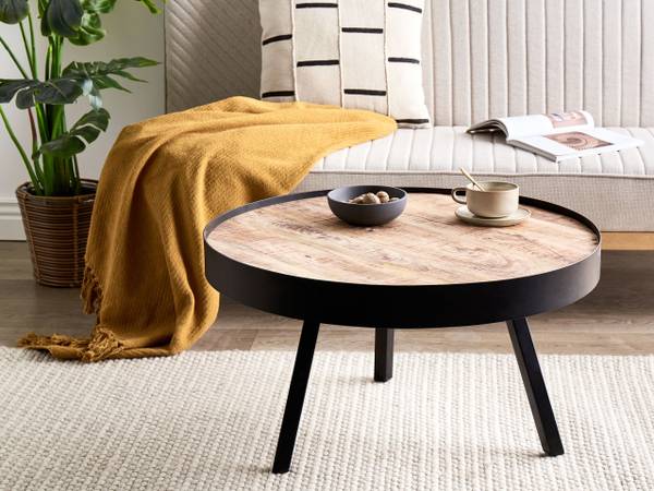 Table basse WAKITA Noir - Bois massif - 74 x 40 x 74 cm